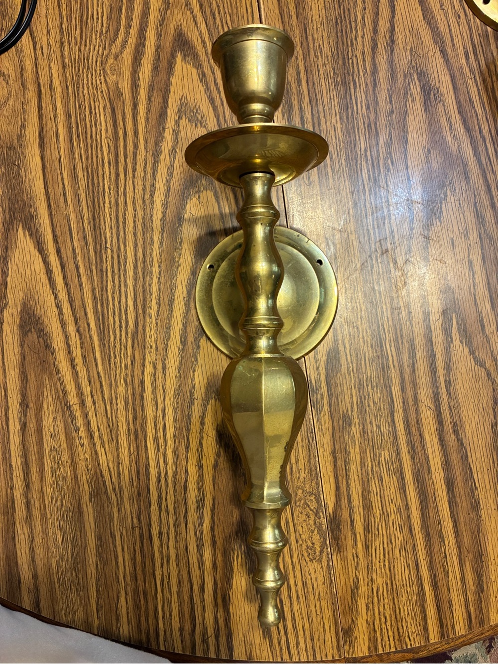 Vintage Candle Wall Sconce: Brass, Single Arm, Ornate Finial, 1970s / 70s,